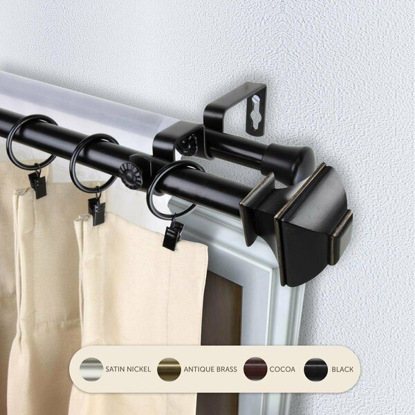 Central Design 0.8125 in. Vicky Double Curtain Rod with 28 to 48 in. Extension, Black 4782-282